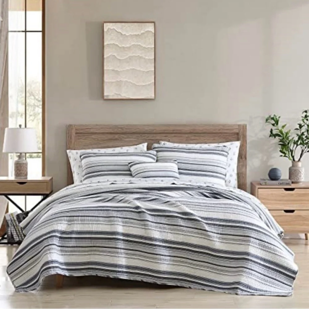 Stone Cottage Fresno Blue Cotton Quilt Bonus Set Fresno Blue - Full - Queen